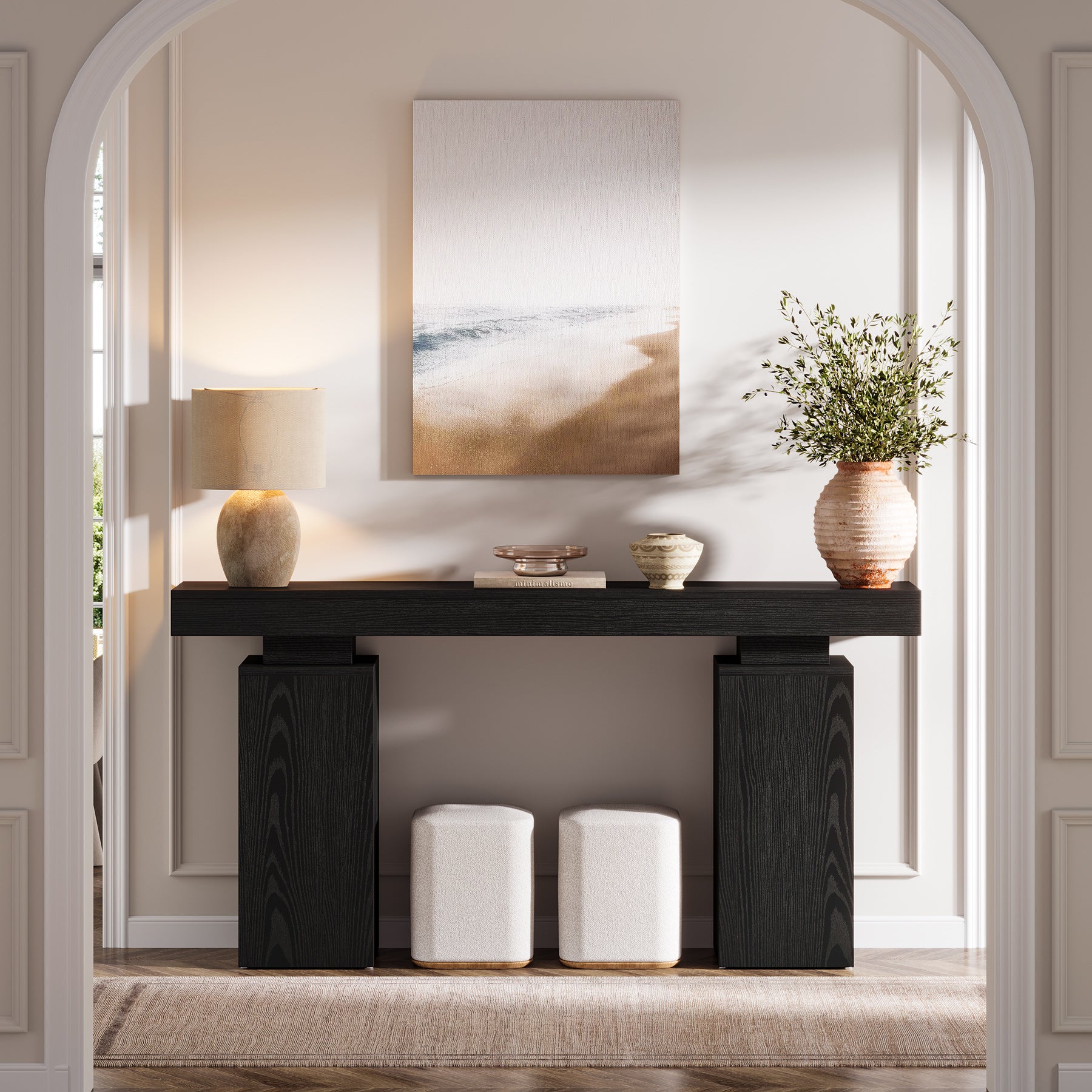 Tribesigns Console de 160 cm, Table d'entrée de style maison de campagne en bois pour le salon et le couloir