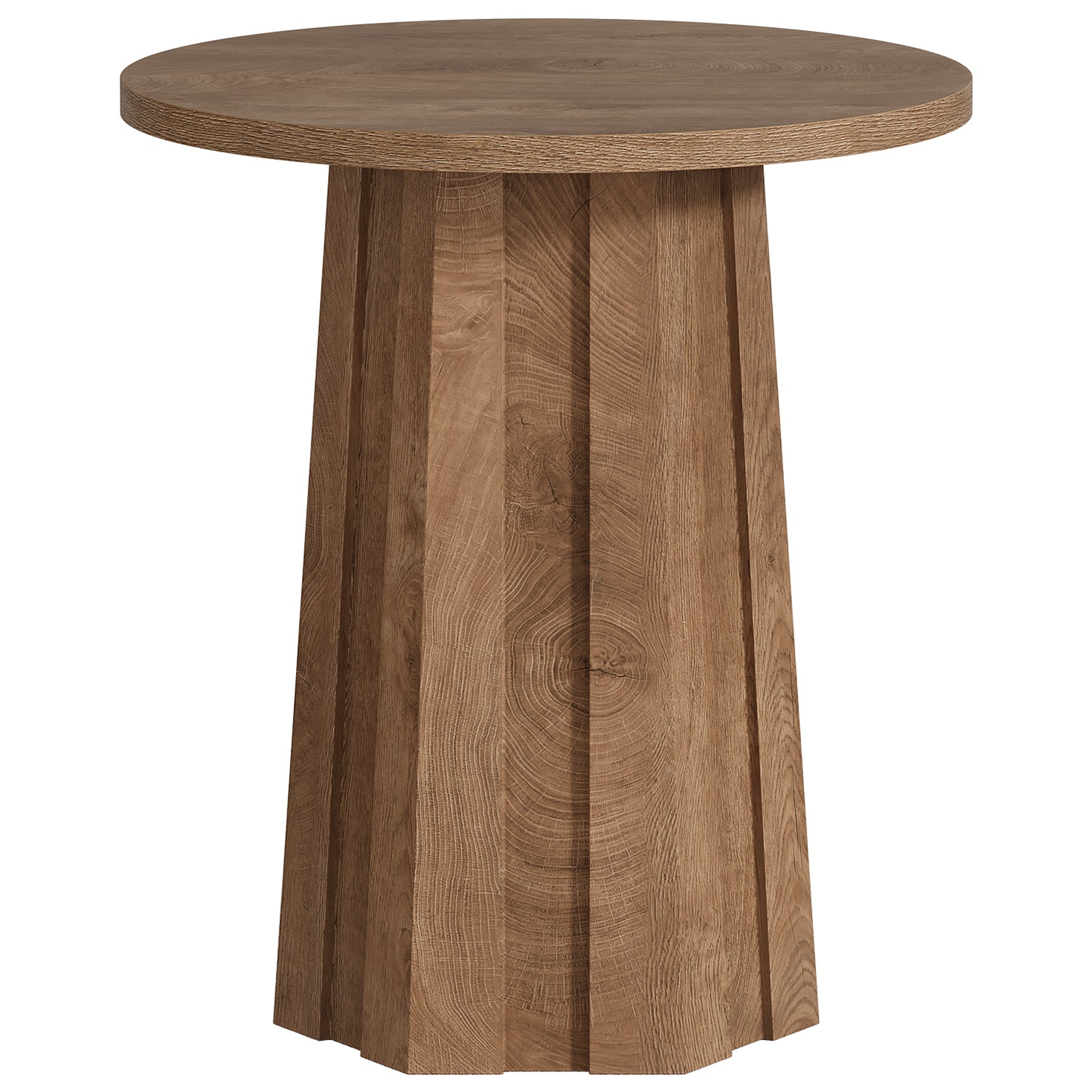 Table de bar ronde de 80 cm avec pied central rainuré, Table de bistrot moderne à hauteur de comptoir