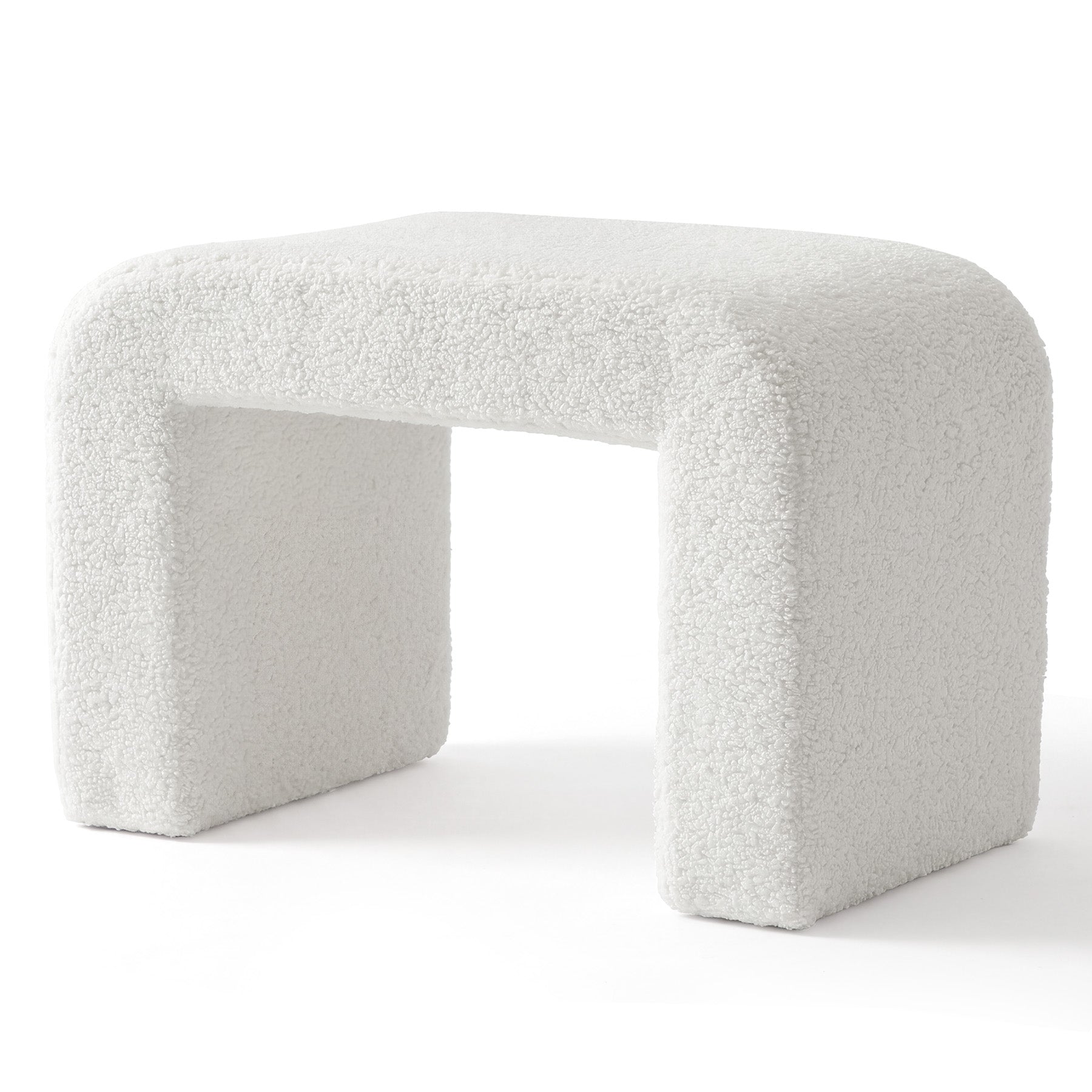Tabouret rembourré en sherpa, Tabouret de coiffeuse moderne avec revêtement en peluche