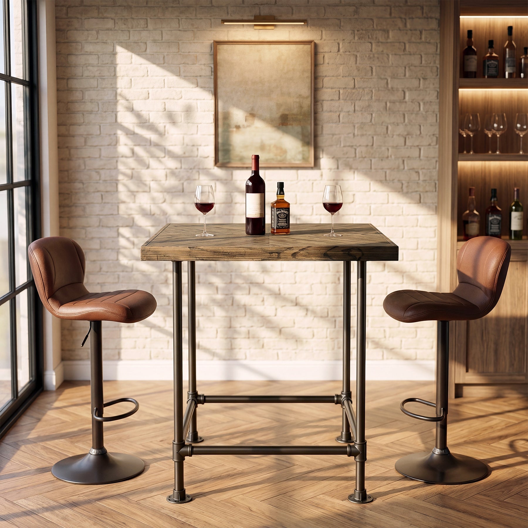 Tribesigns Table de bar de 90 cm de haut, style industriel avec plateau en bois massif