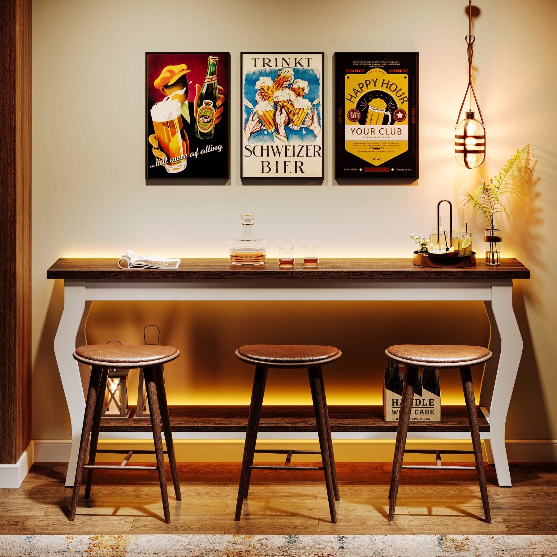 Tribesigns Console de 180 cm, Table d'appoint vintage avec espace de rangement à 2 niveaux