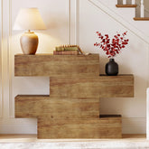 Console en bois massif de 110 cm avec 4 étagères, Table d'entrée étroite de style champêtre 3
