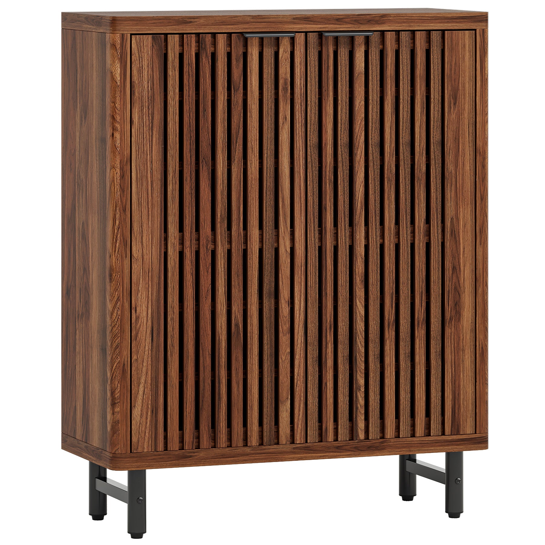 Tribesigns Armoire à Chaussures à 6 Niveaux avec Portes à persiennes, Grande Armoire de Rangement à Chaussures en Bois avec étagères réglables
