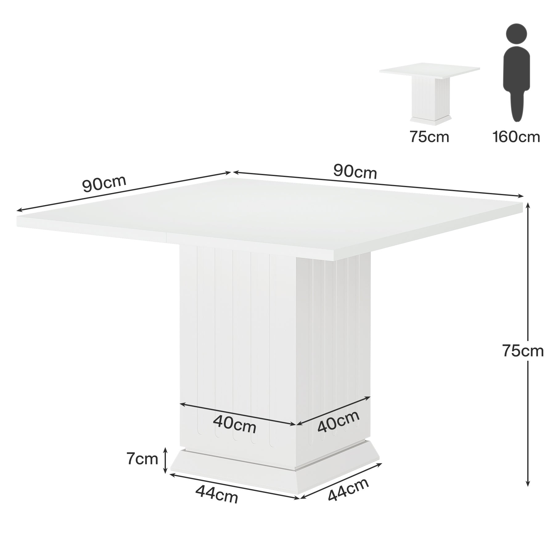 Tribesigns Table à manger de 90 cm, Table de cuisine carrée moderne pour 4 personnes