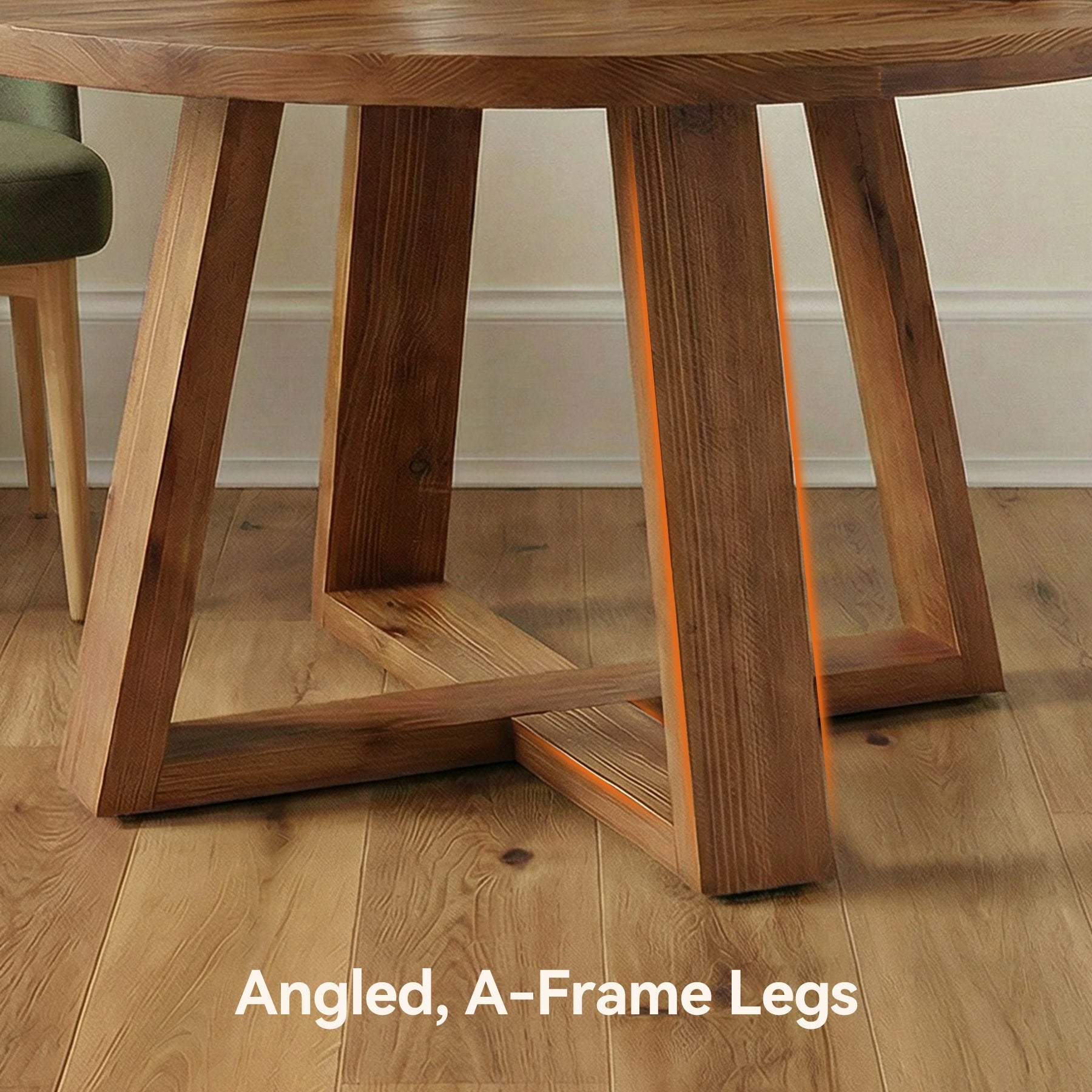 Tribesigns Table de salle à manger ronde de 120 cm, Table de cuisine rustique en bois massif avec piètement à tréteaux pour 4 personnes