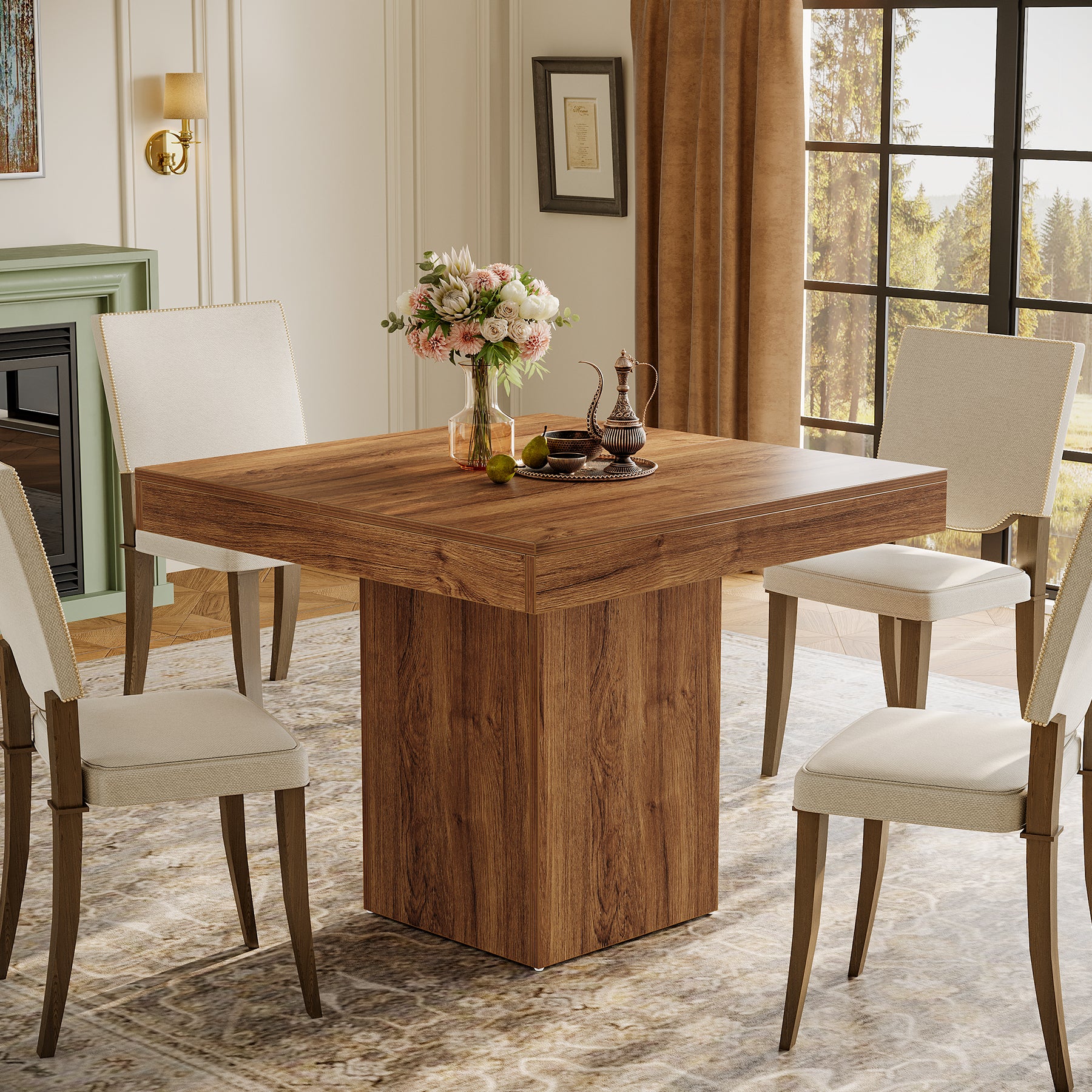 Tribesigns Table à Manger 100 cm, Table de Cuisine Carrée pour 4 Personnes pour Salle à Manger