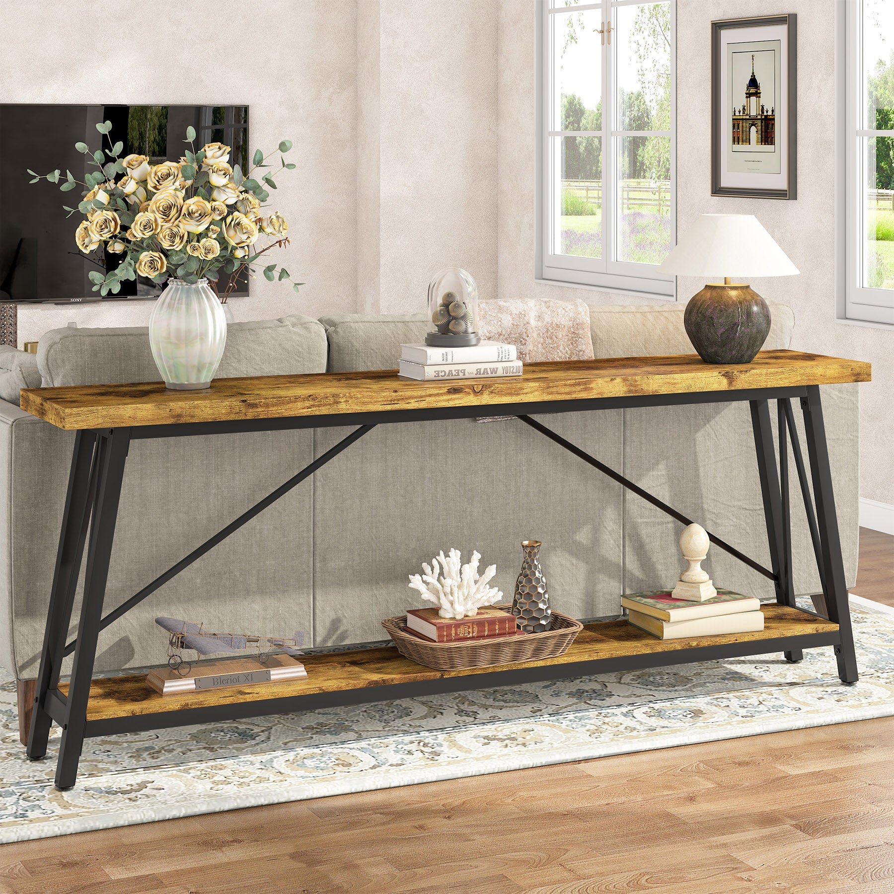 Tribesigns Console 180 cm, Table de canapé longue console d'entrée
