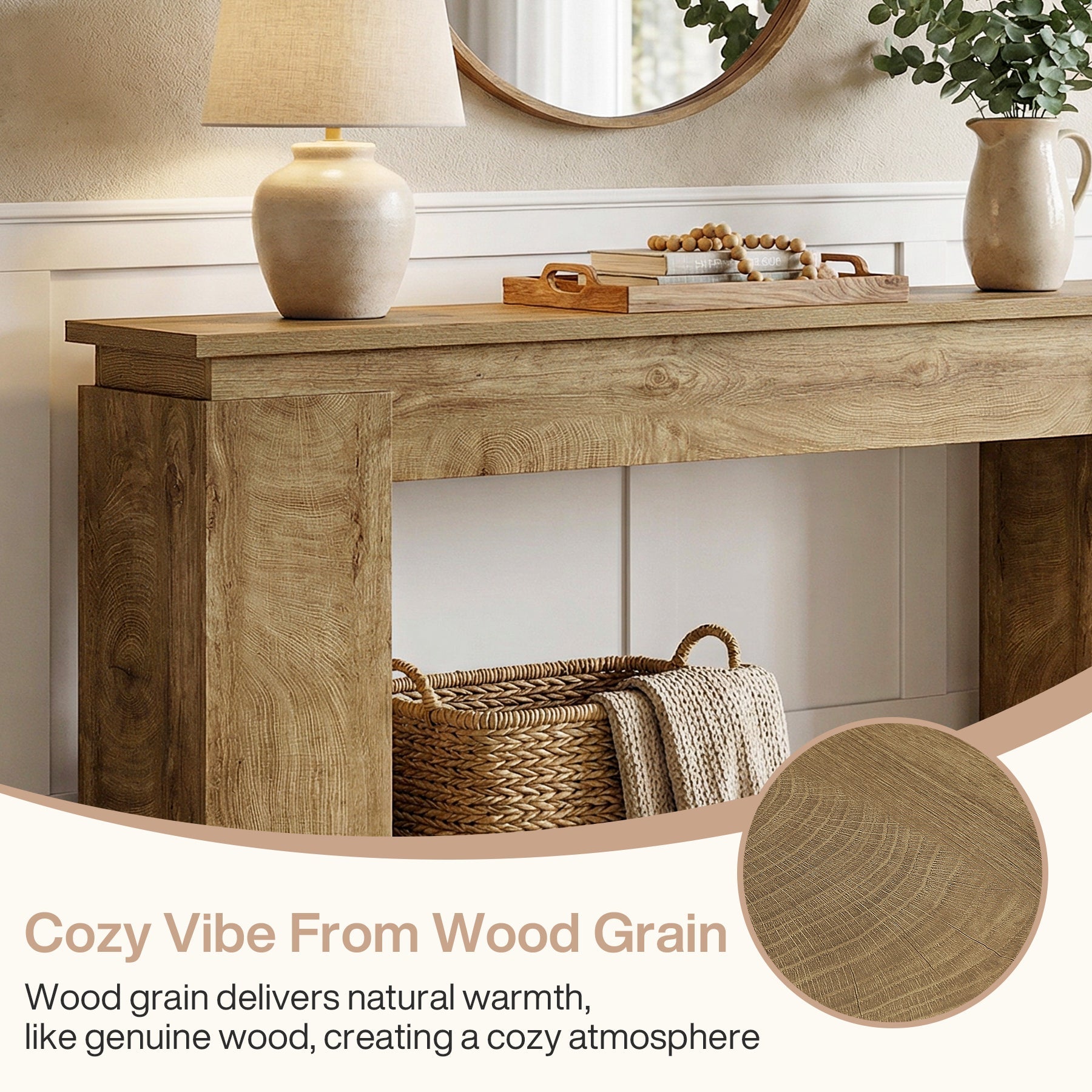 Tribesigns Console étroite (160 cm), Table de couloir ou de derrière de canapé de style Ferme avec étagère de rangement