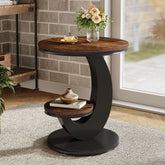 2 Tiers End Table, Sofa Side Bedside Table Nightstand with Arc-Shaped Frame 3