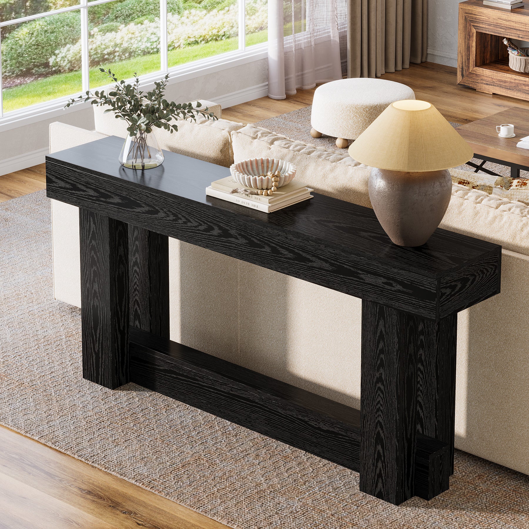 Tribesigns Table console en bois de 160 cm, Table d'entrée de ferme à 2 niveaux