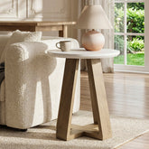 Tribesigns Table d'appoint ronde 50 cm, Table de chevet moderne blanche pour salon et chambre 3