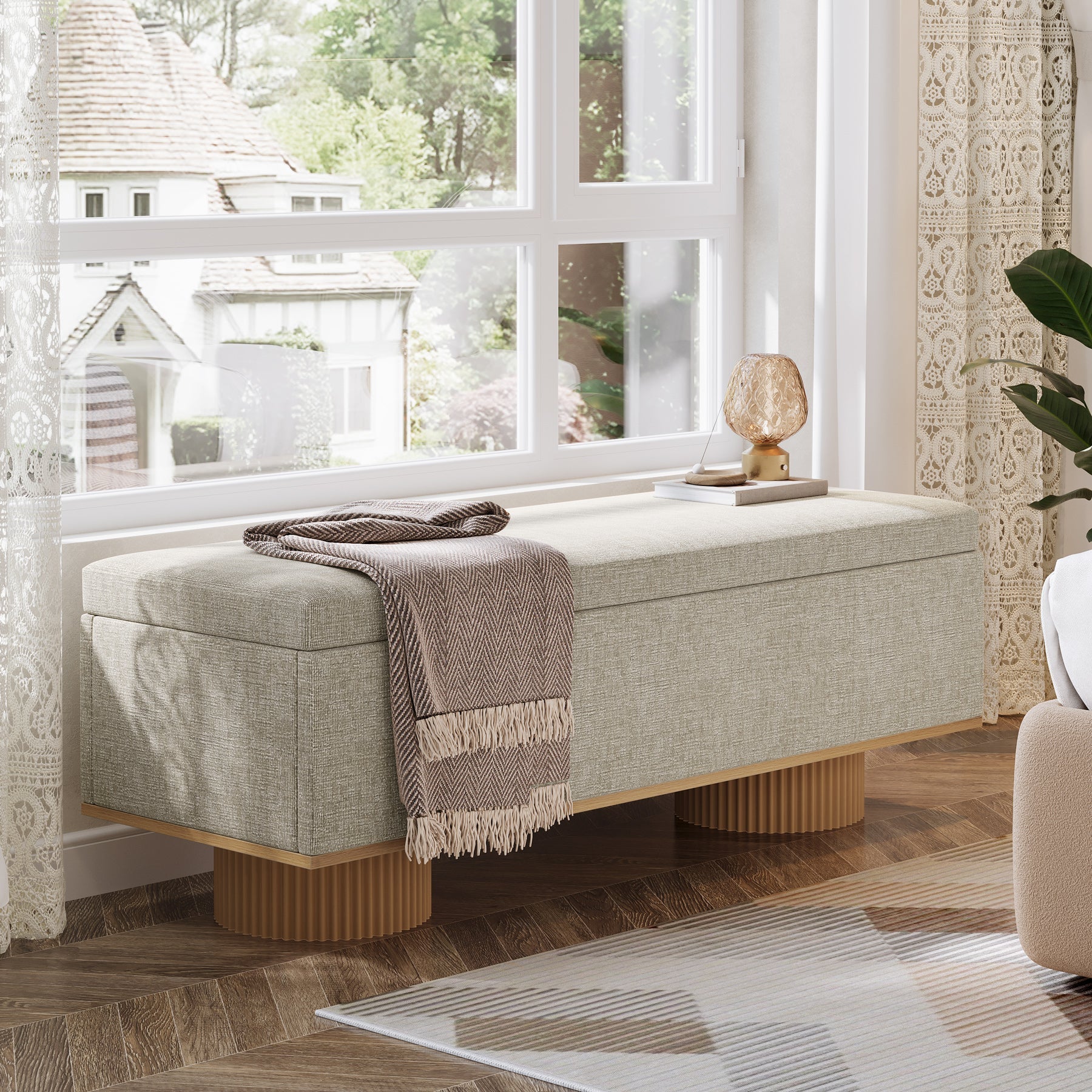 Banc à chaussures de 128 cm, Banc d'entrée rembourré avec rangement pliable