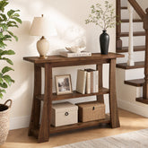 Tribesigns Table console en bois massif avec 3 étagères, Table d'entrée étroite de 105 cm 3