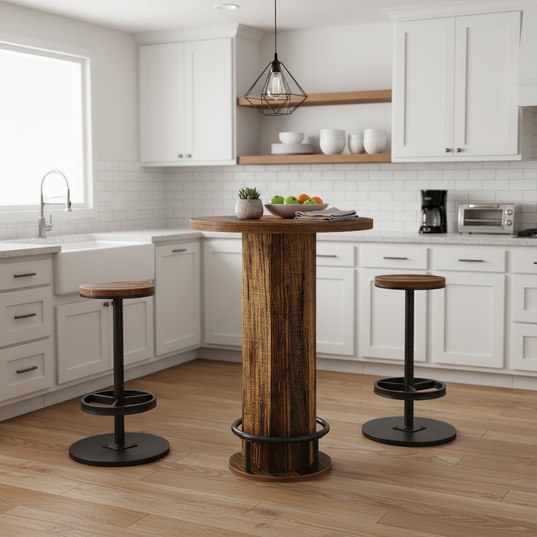 Tribesigns Ensemble table et chaises 3 pièces pour 2 personnes, Petite table de cuisine ronde avec 2 chaises