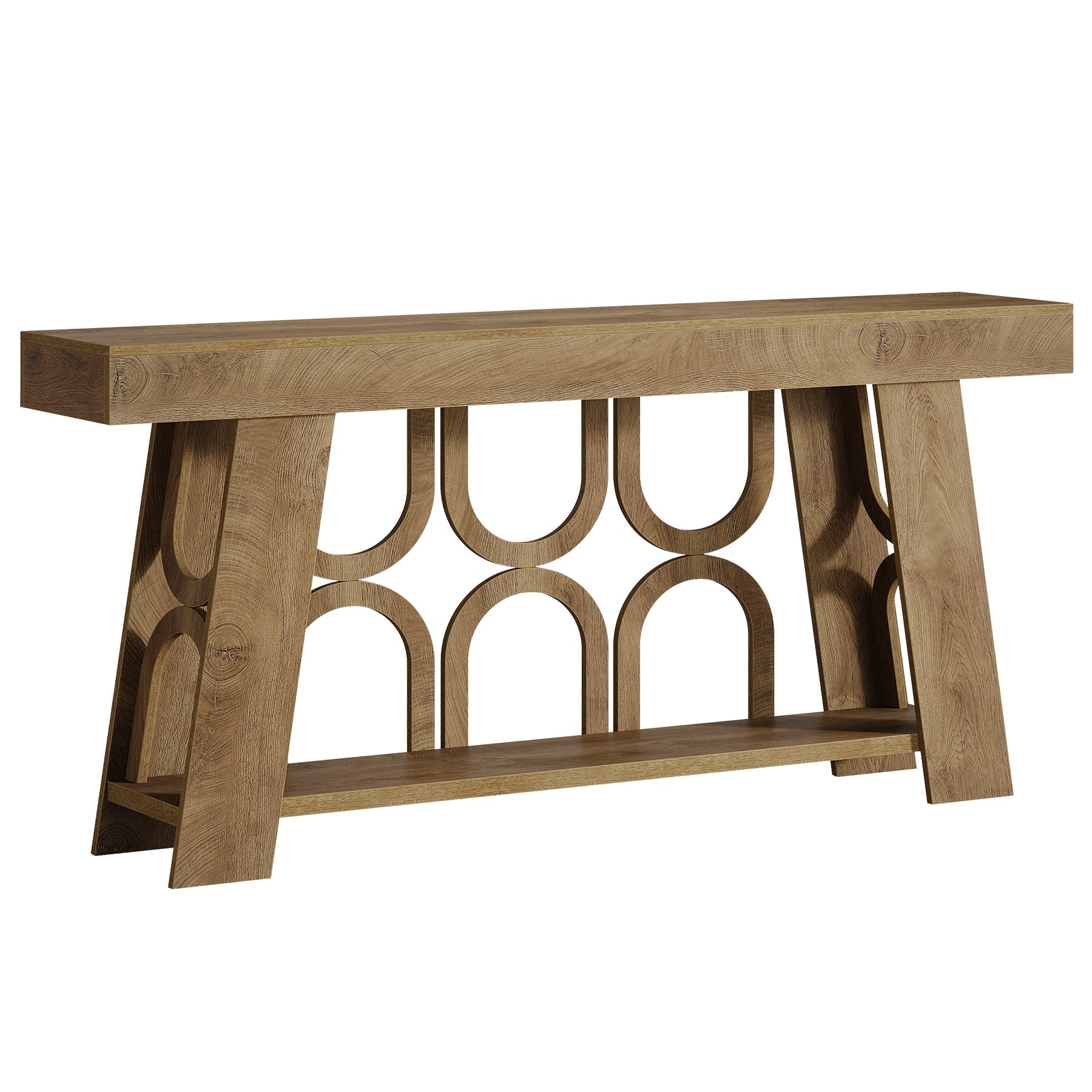 Tribesigns Console de 160 cm, Table étroite en bois avec 2 étagères de rangement