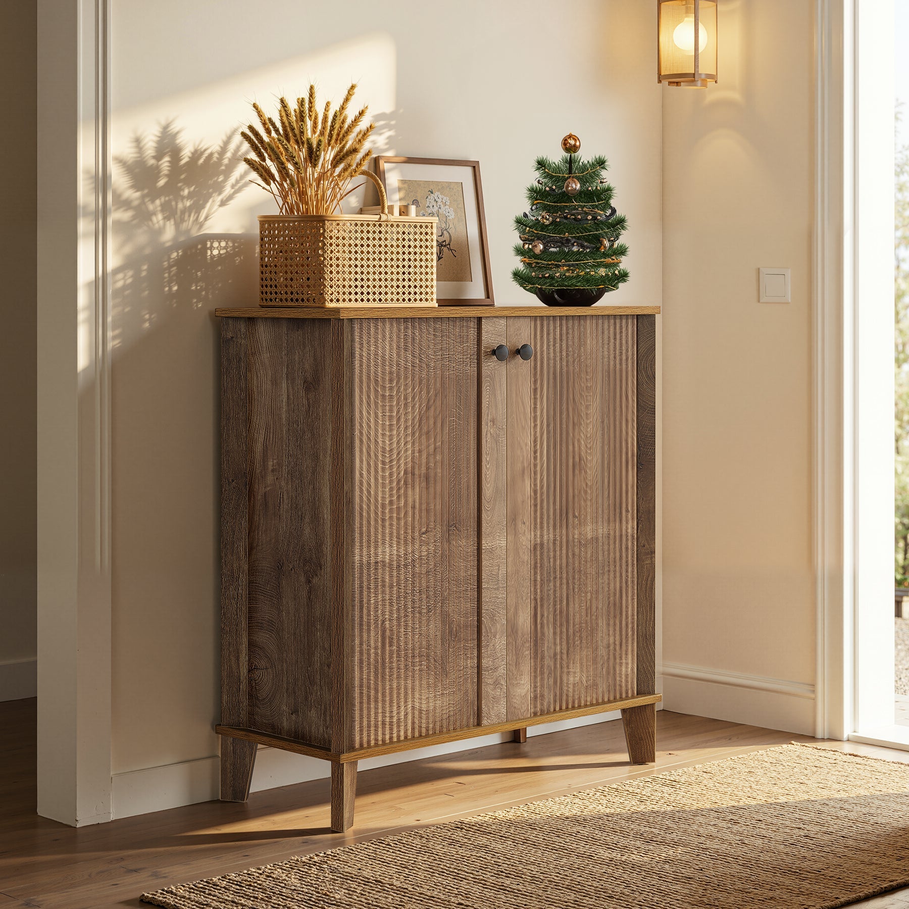 Tribesigns Meuble à chaussures 80 cm, Armoire à chaussures moderne à 5 niveaux avec portes et étagères réglables