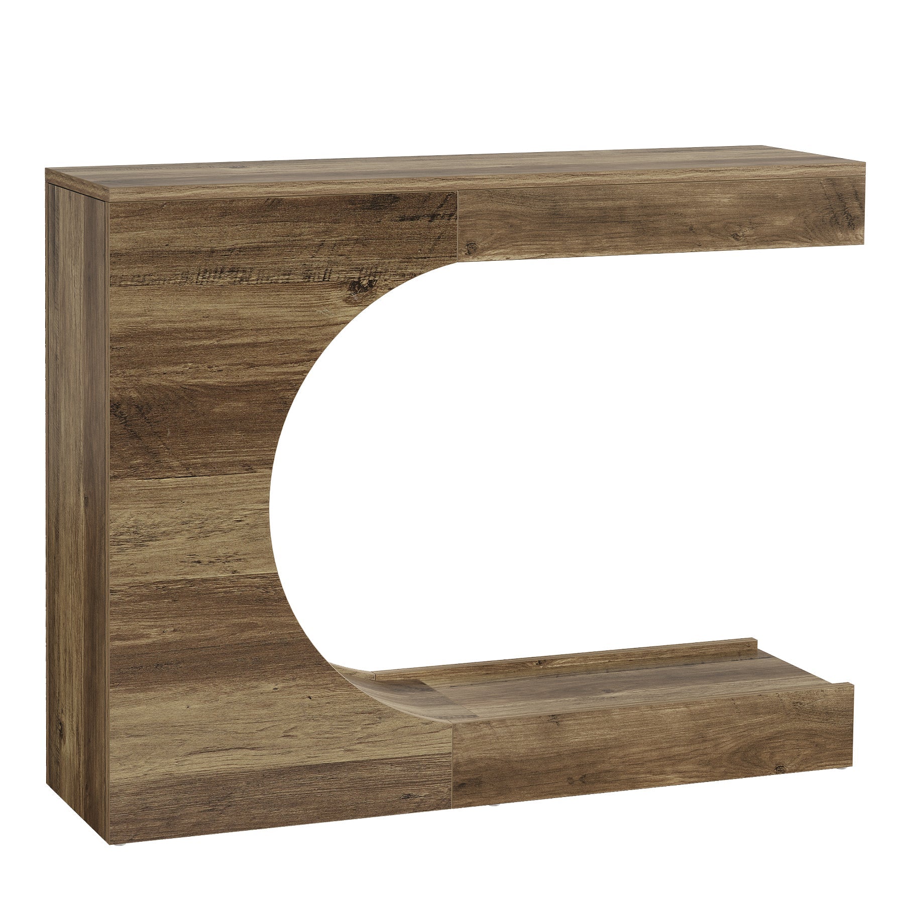Tribesigns Console 100 cm, Table d'entrée en forme de C avec 2 étagères, style campagne moderne