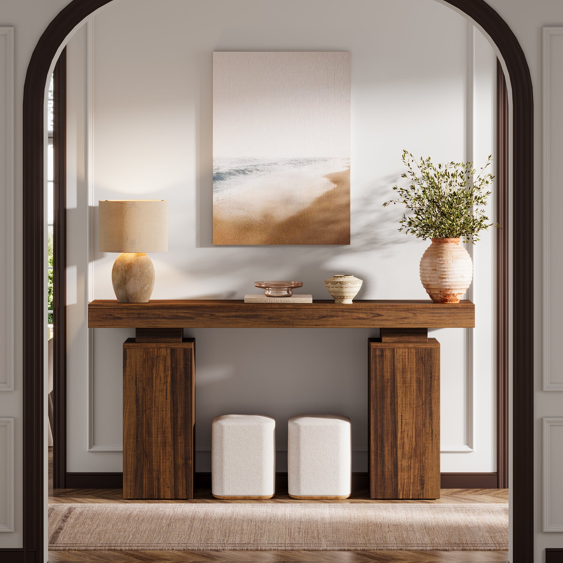 Tribesigns Console de 160 cm, Table d'entrée de style maison de campagne en bois pour le salon et le couloir