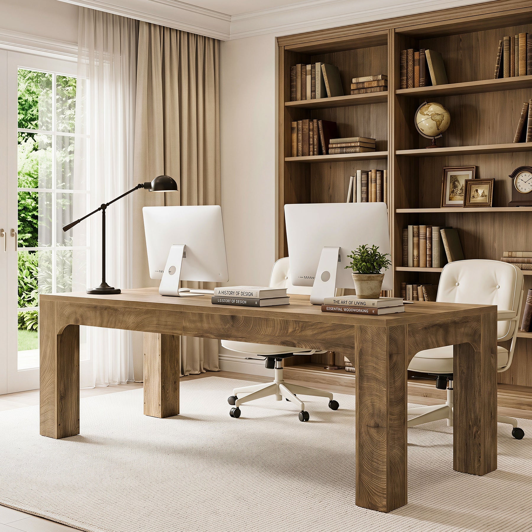 Bureau pour 2 personnes 180 cm, Bureau double pour bureau à domicile et bureau