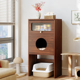 Tribesigns Meuble pour chat avec espace de rangement, Meuble pour bac à litière et table d'appoint 2 en 1 3