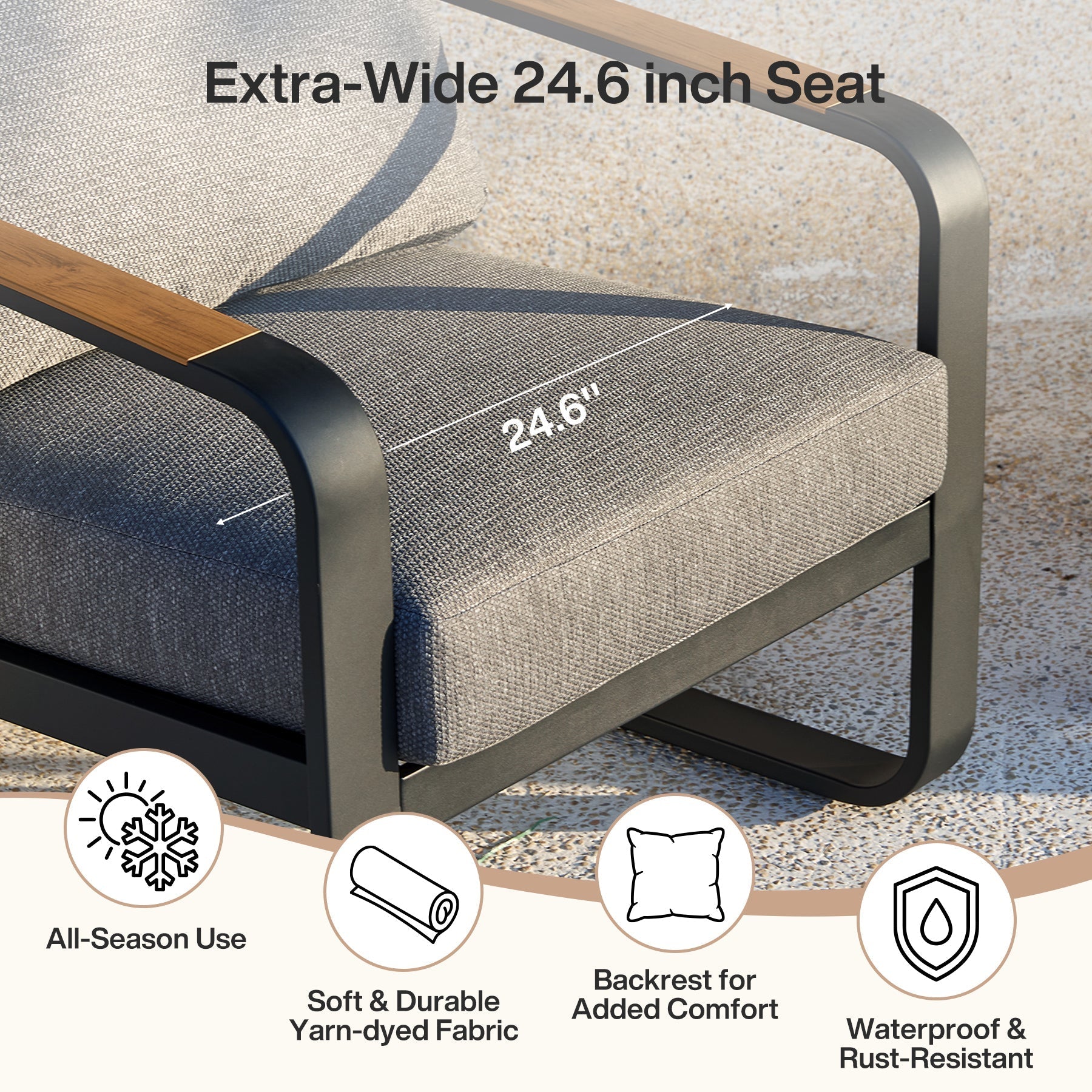 Tribesigns Fauteuil de jardin avec coussins, Chaise de patio en aluminium pour balcon ou jardin