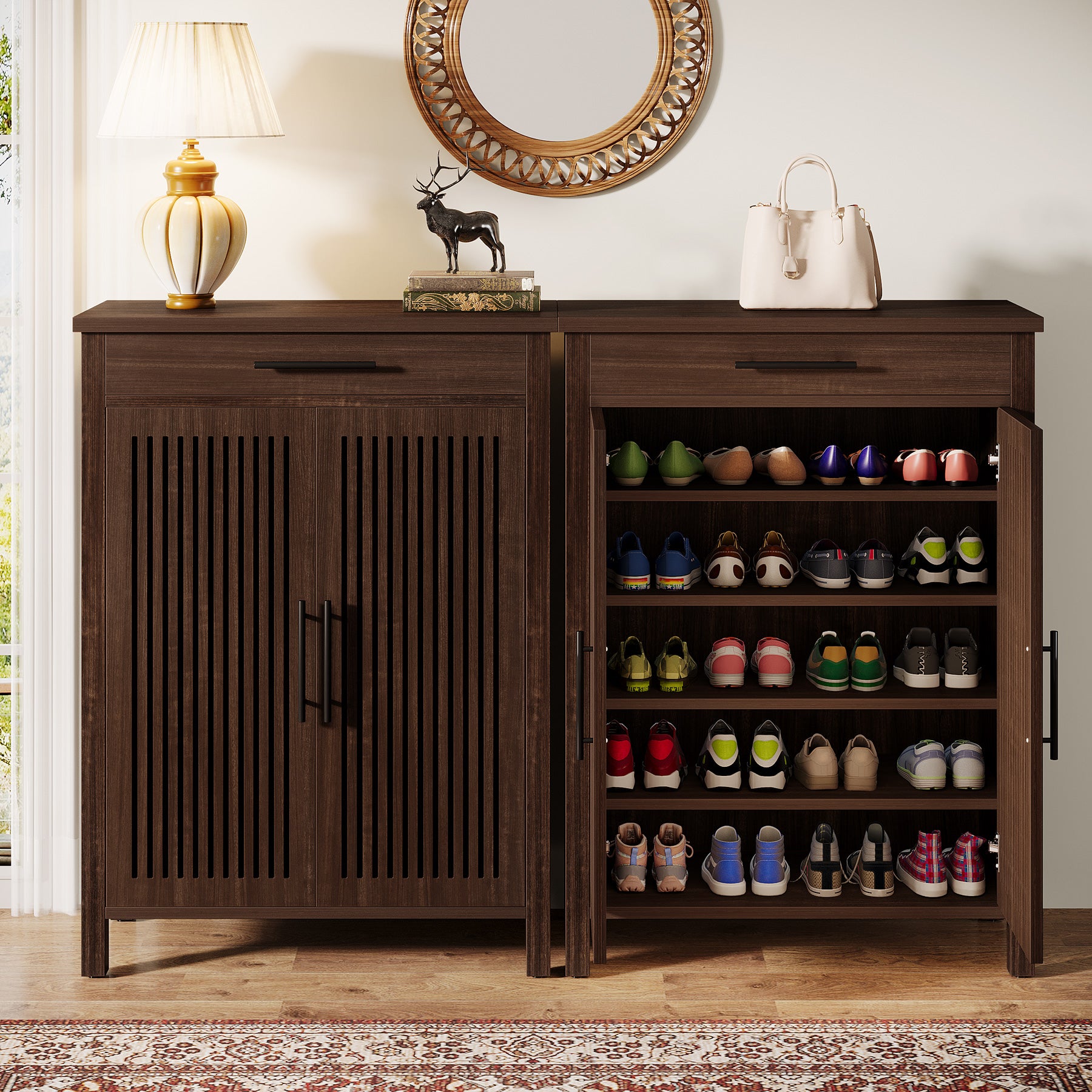 Tribesigns Meuble à chaussures à 5 niveaux, Organiseur de rangement à chaussures autonome avec étagères réglables