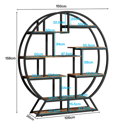 Tribesigns Bibliothèque autoportante, Étagères rondes à livres en bois industriel