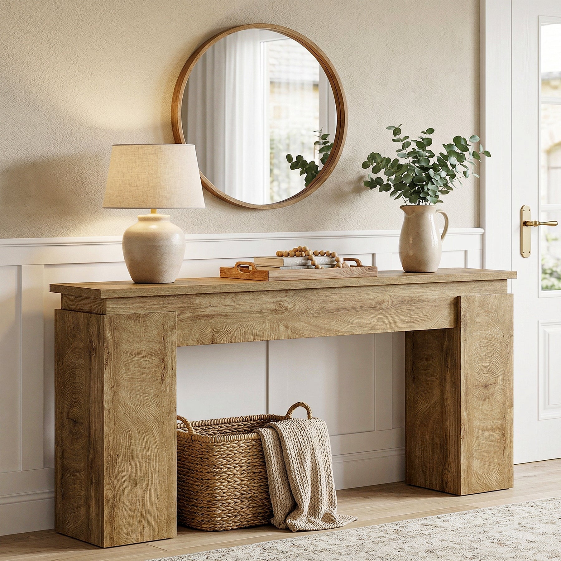 Tribesigns Console étroite (160 cm), Table de couloir ou de derrière de canapé de style Ferme avec étagère de rangement