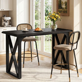Tribesigns Table de bar 140 cm, Table haute de style industriel avec piètement en X en métal pour 2 à 4 personnes 3