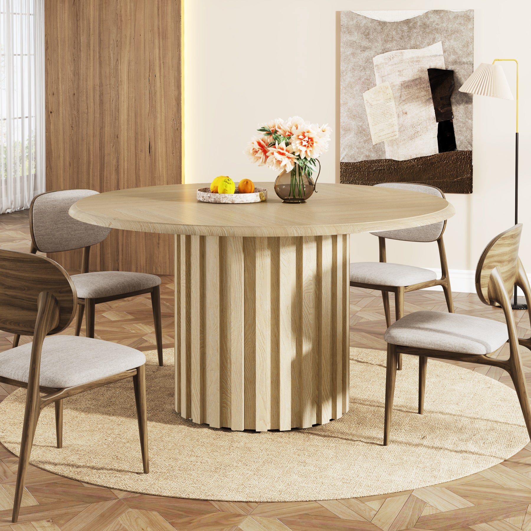 Tribesigns Table à manger ronde, Table de cuisine ronde moderne de 120 cm pour 4 personnes