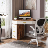 Bureau d'angle avec 4 tiroirs, Bureau triangulaire gain de place pour bureau à domicile 3