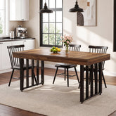 Table à manger 140 cm pour 4 personnes, Table de cuisine rectangulaire avec pieds en métal robustes 3