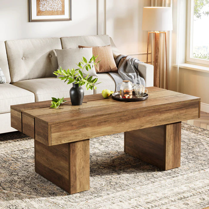Tribesigns Table basse de ferme de 120 cm avec fonction table à goûter