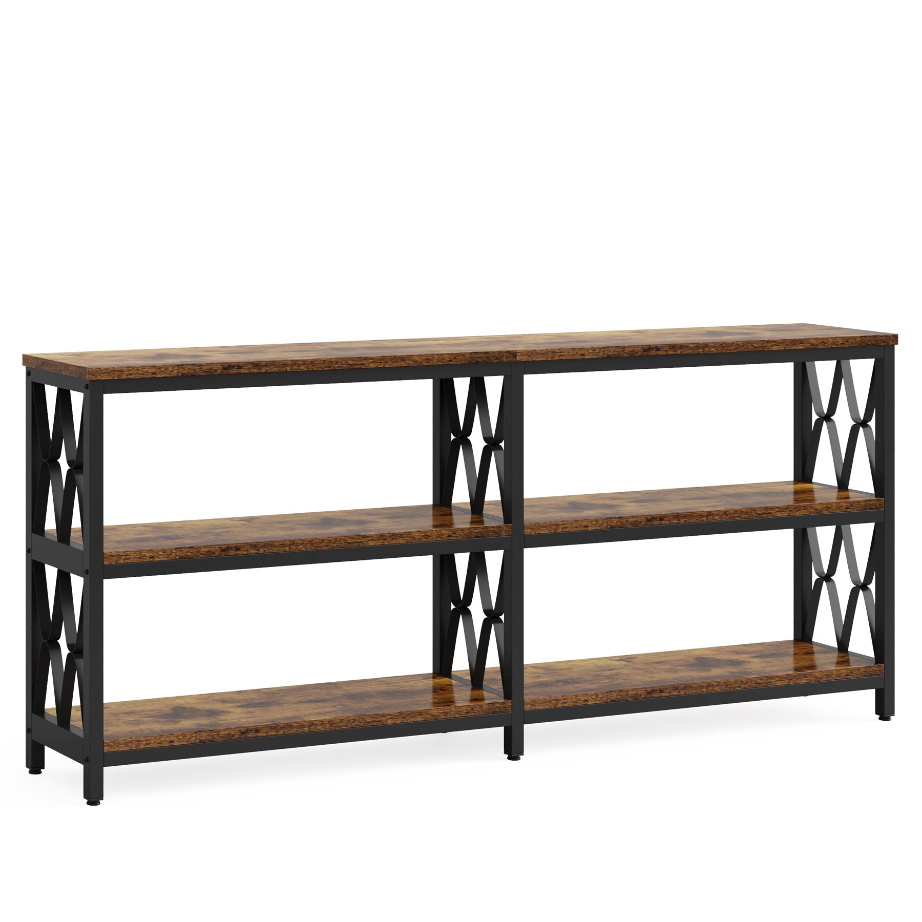 3-Tier Console Table, 70.9" Industrial Sofa Foyer Table for Living Room
