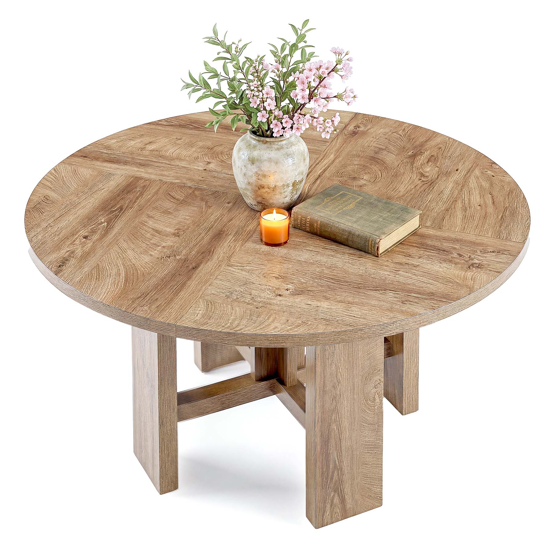 Tribesigns Table à manger ronde 120 cm pour 4 à 6 personnes, Table de cuisine moderne