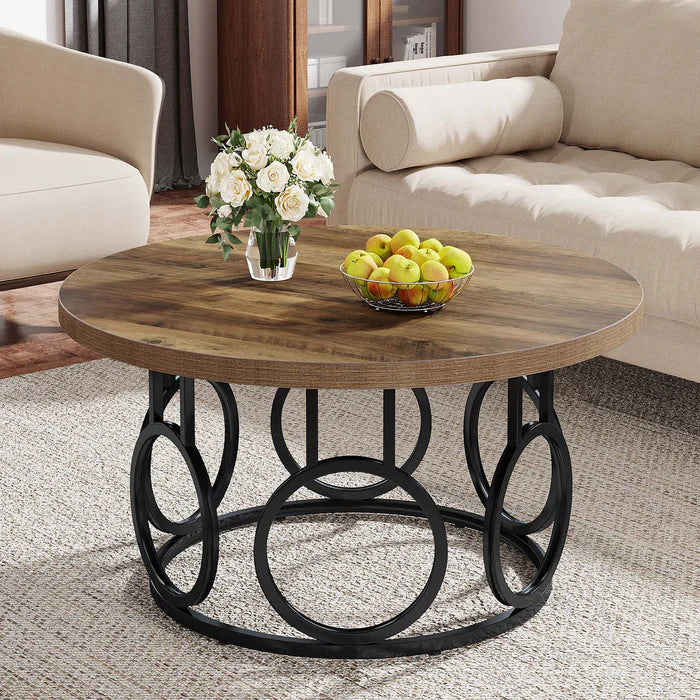 Tribesigns Table basse de 80 cm, Table centrale rustique Table à goûter