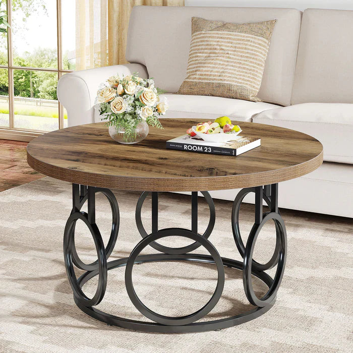 Tribesigns Table basse de 80 cm, Table centrale rustique Table à goûter