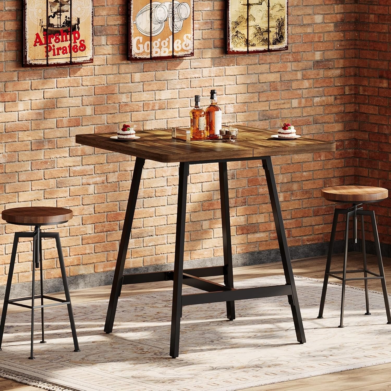 31" Square Bar Table, Small High Top Pub Table Dining Table with Thickened Top
