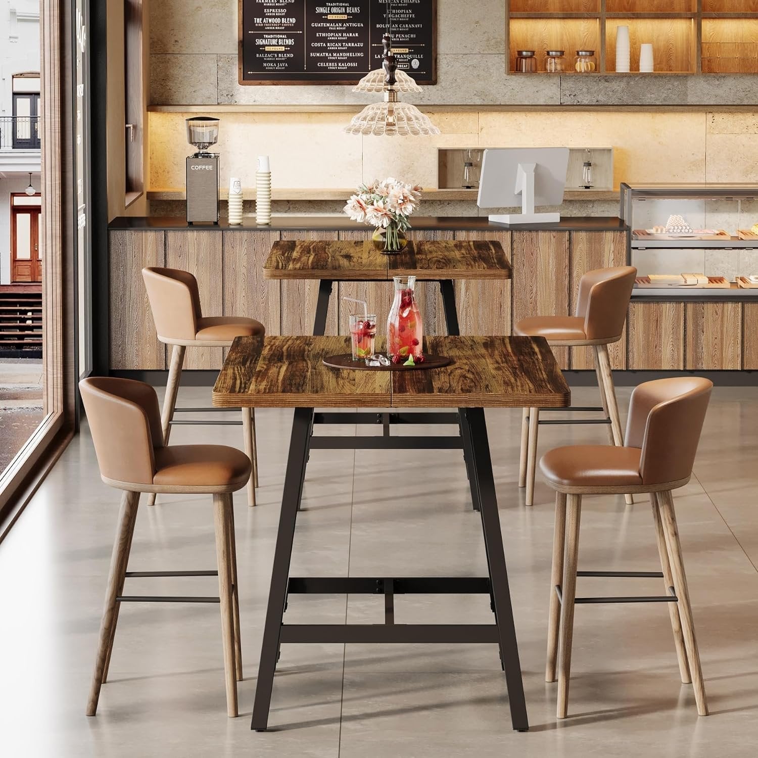 31" Square Bar Table, Small High Top Pub Table Dining Table with Thickened Top