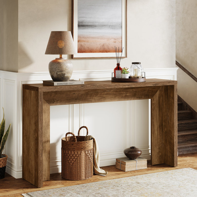 Table console rustique de 140 cm, Table de canapé de ferme Table d'entrée