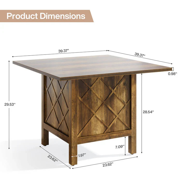 Tribesigns Table à manger carrée en bois de 100 cm pour 4 personnes