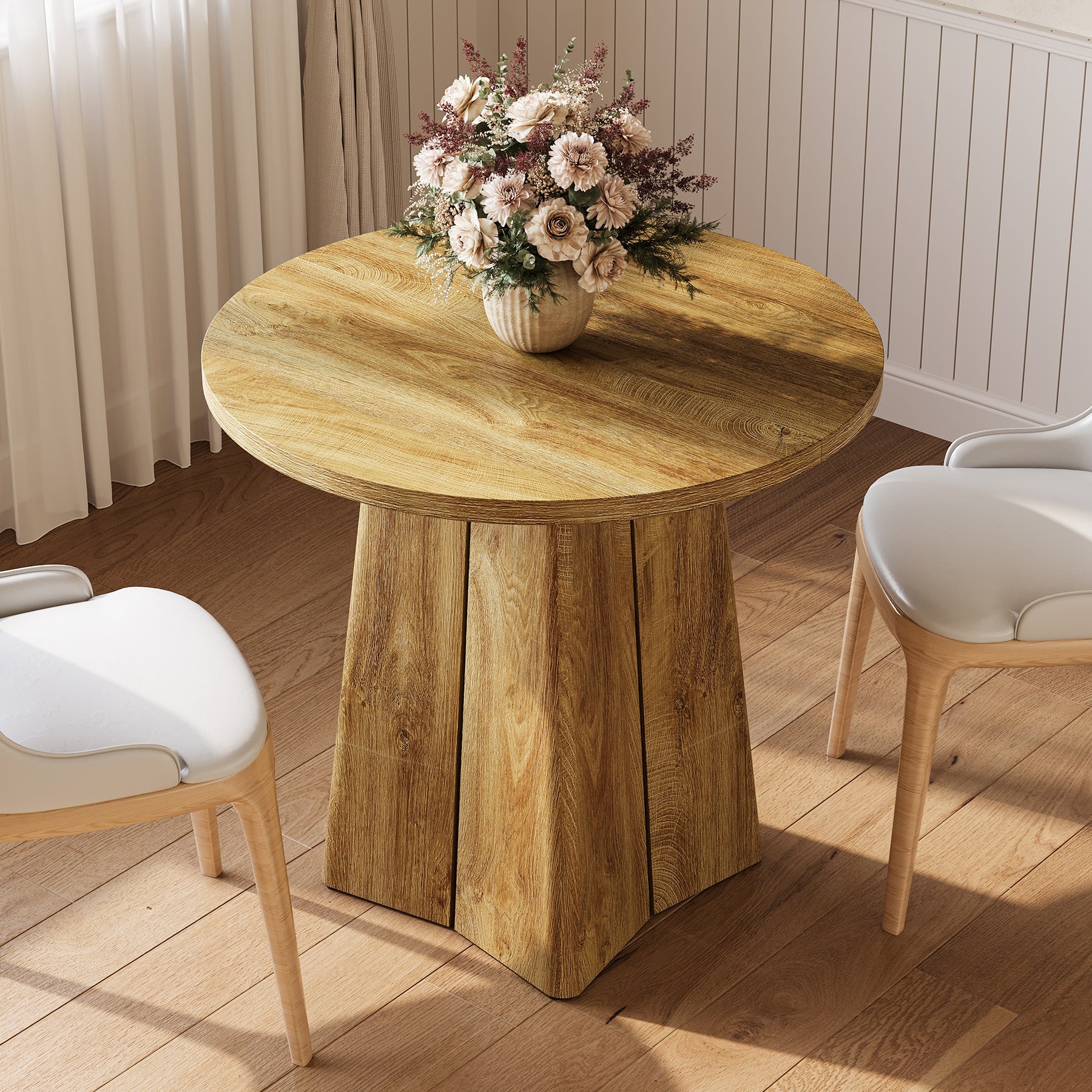 Tribesigns Table de salle à manger ronde de 80 cm, Table de cuisine compacte pour 2 à 4 personnes style champêtre