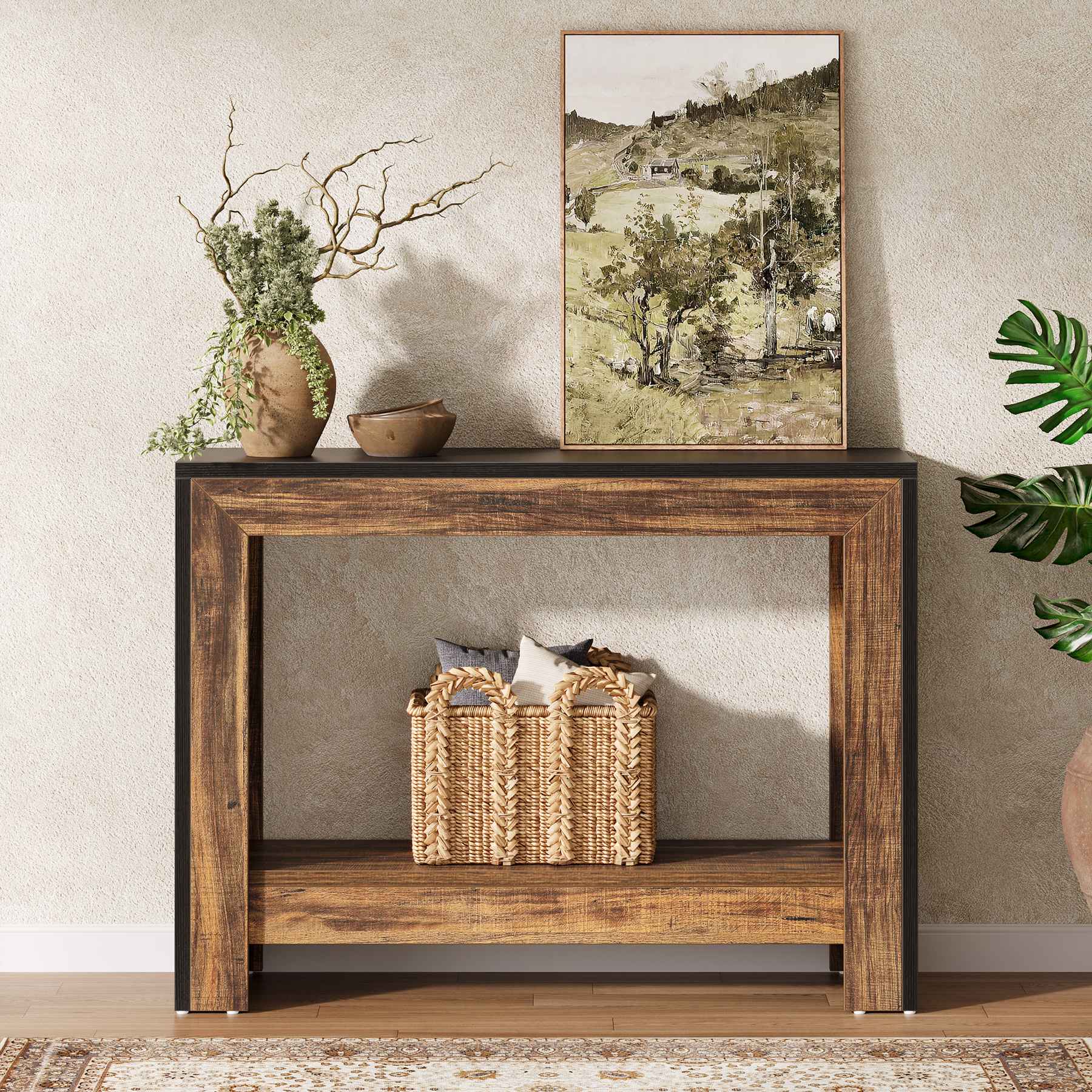 Tribesigns Table console rectangulaire en bois, Table d'entrée géométrique simple pour le couloir