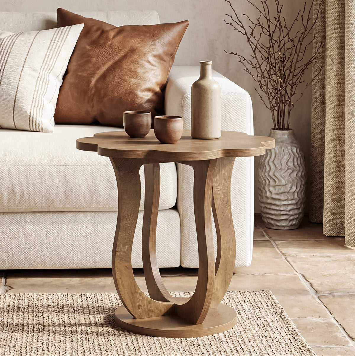 Tribesigns Table d'appoint moderne en forme de fleur, Petite table de chevet avec rangement