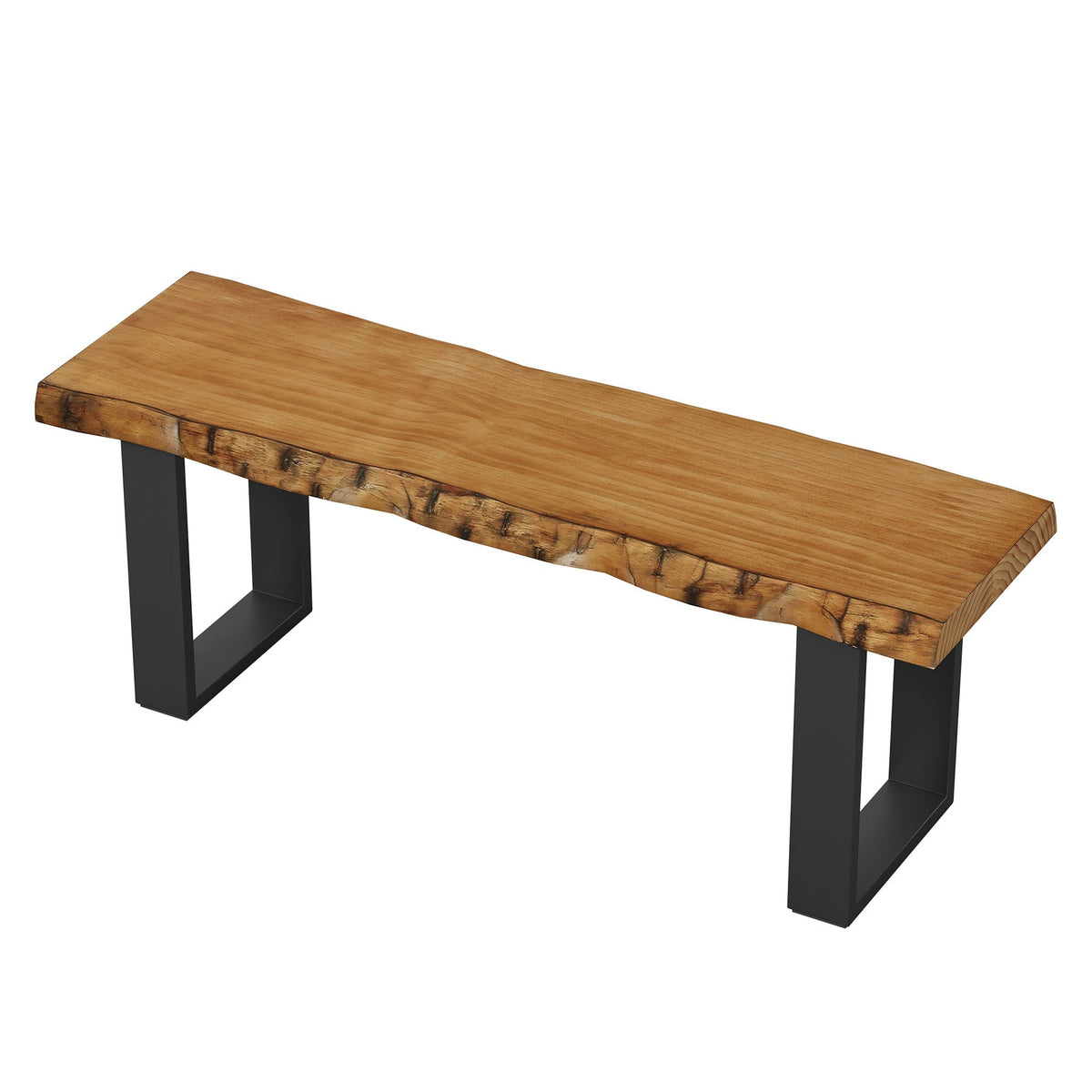 Tribesigns Banc 120 cm en bois massif, Banc d'entrée avec pieds en métal banc à chaussures pour couloir