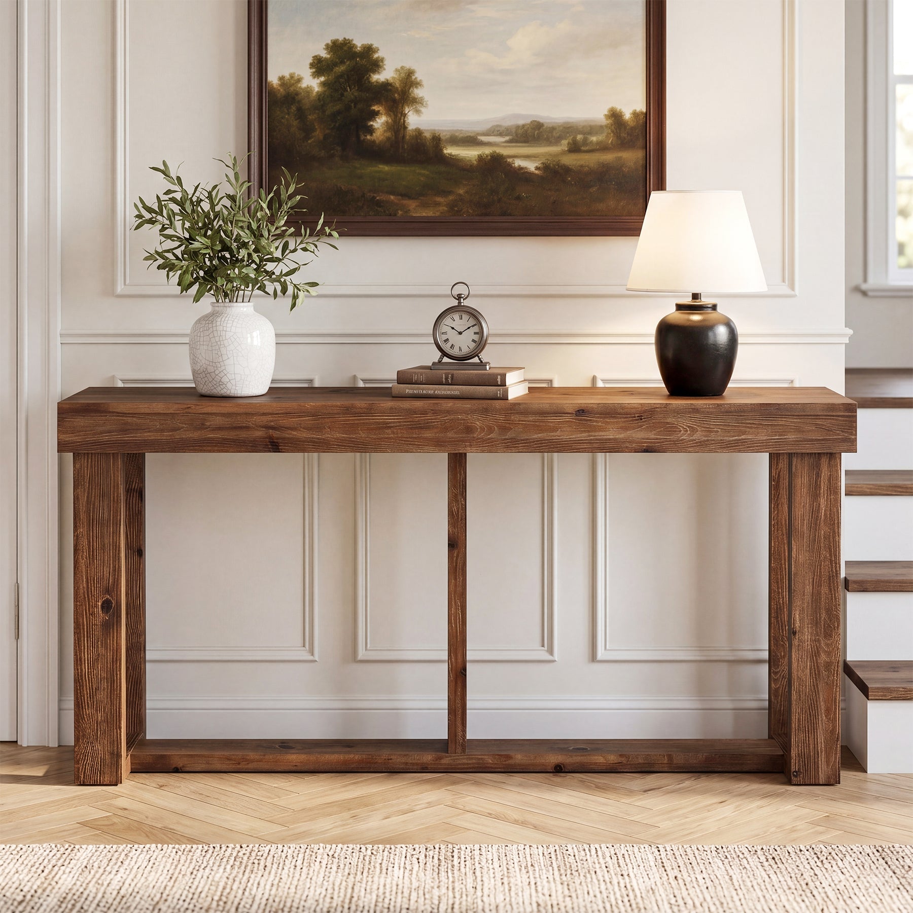 Tribesigns Console en bois massif de 160 cm, Table d'entrée étroite de style champêtre pour le hall d'entrée et le salon.