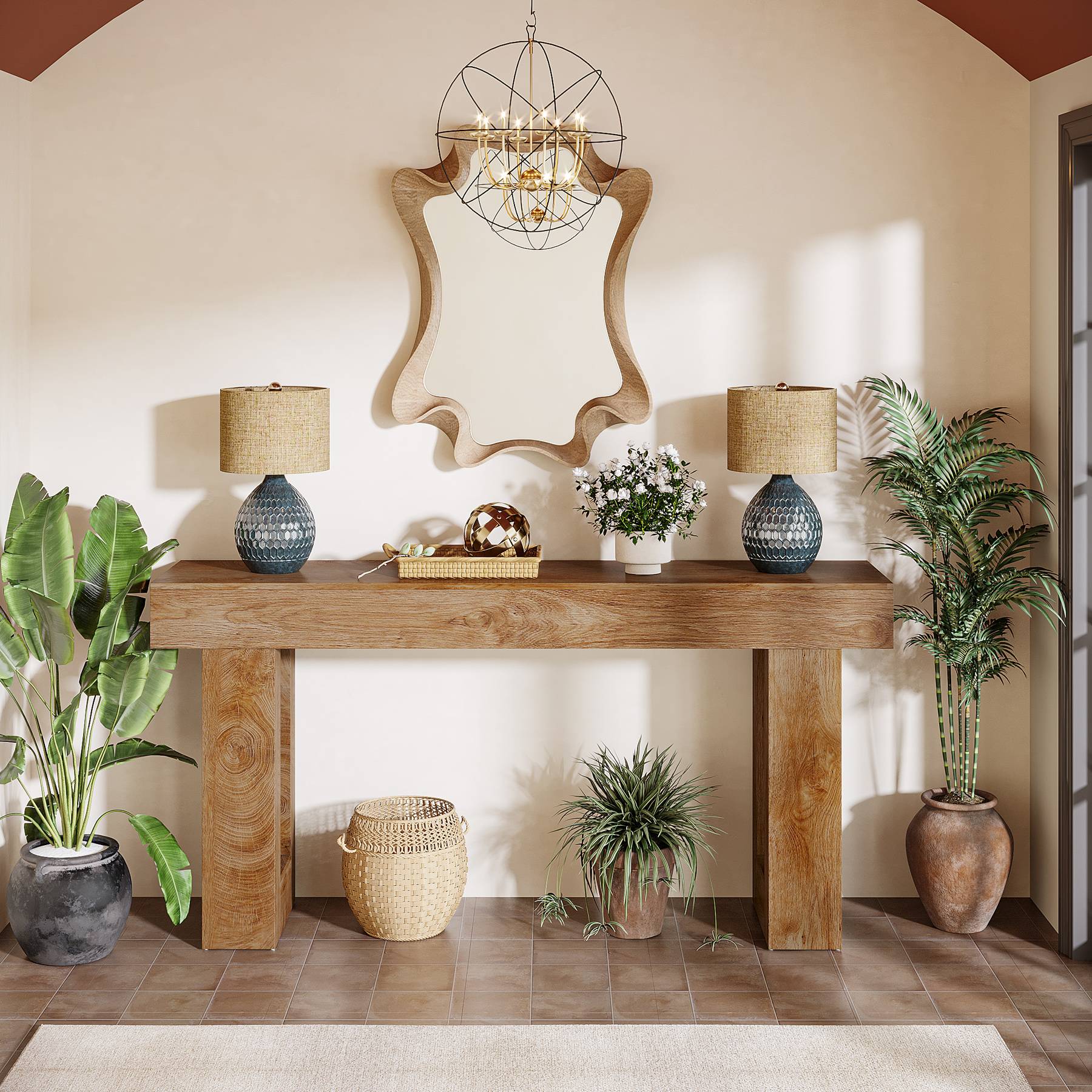 Tribesigns Table console de 160 cm, Table d'entrée de style ferme en bois