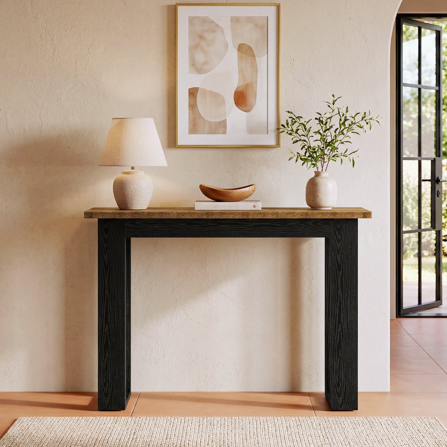 Tribesigns Console étroite 105 cm, Table d'entrée style industriel avec étagère de rangement