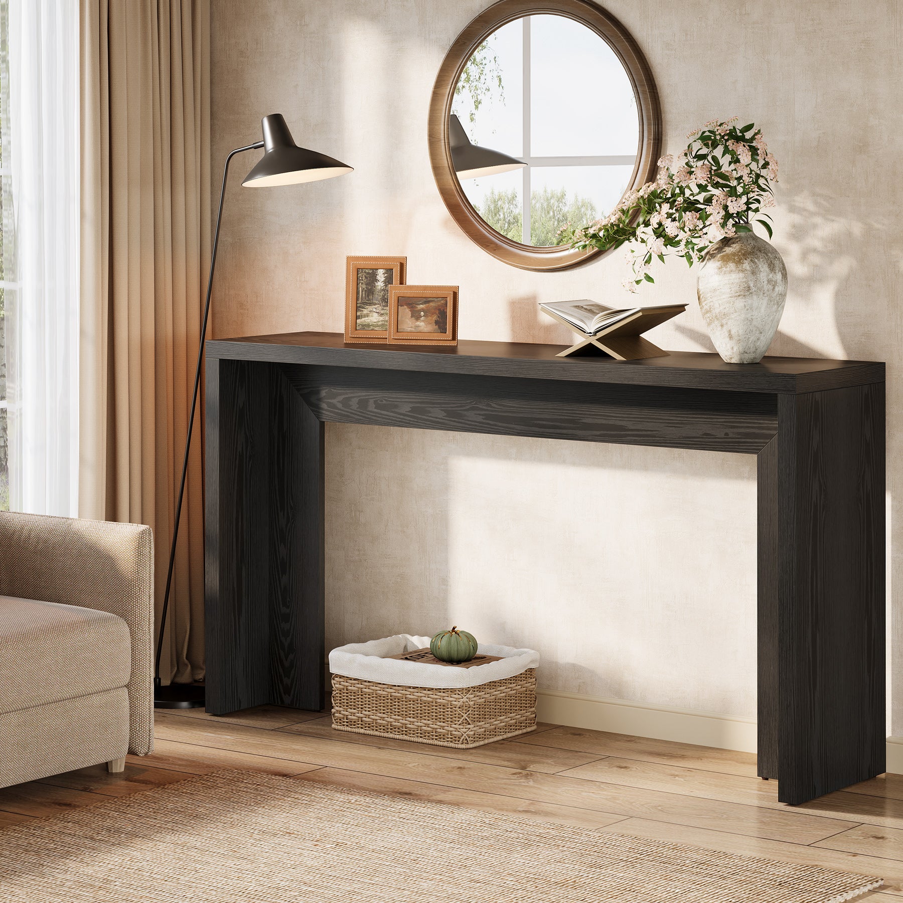 Table console rustique de 140 cm, Table de canapé de ferme Table d'entrée