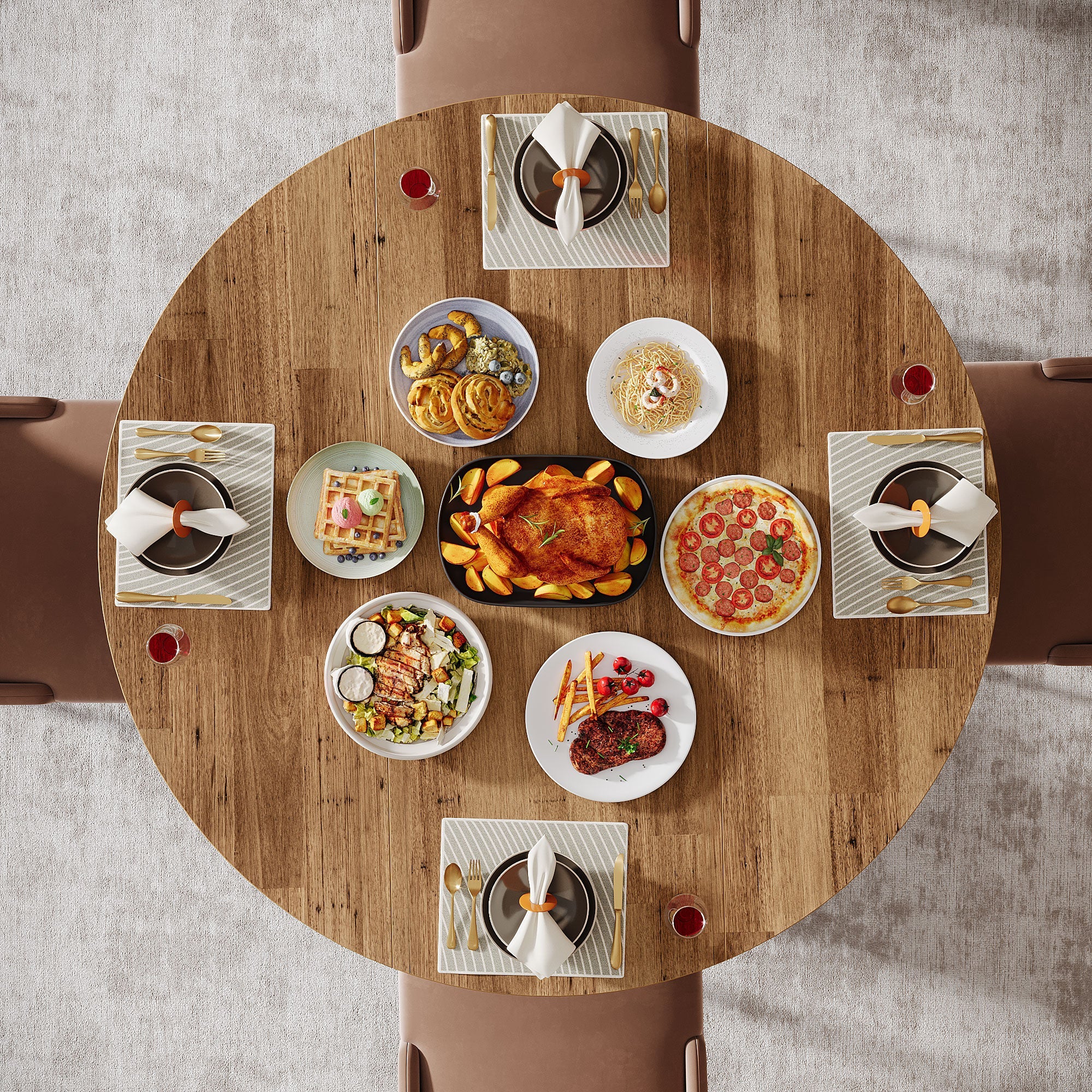 Tribesigns Table à manger ronde, Table de cuisine de 118 cm Table à manger pour 4 personnes